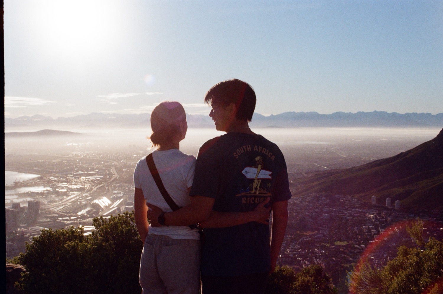 Courtney and Jonathan overlooking Cape Town from Lion's Head